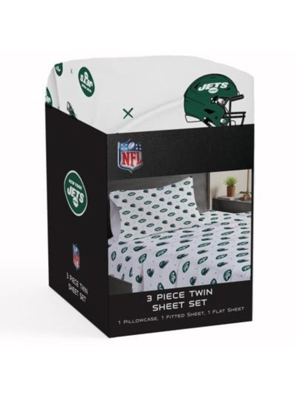 NWT Pegasus New York Jets Three-Piece Twin Sheet Set MSRP $38.69